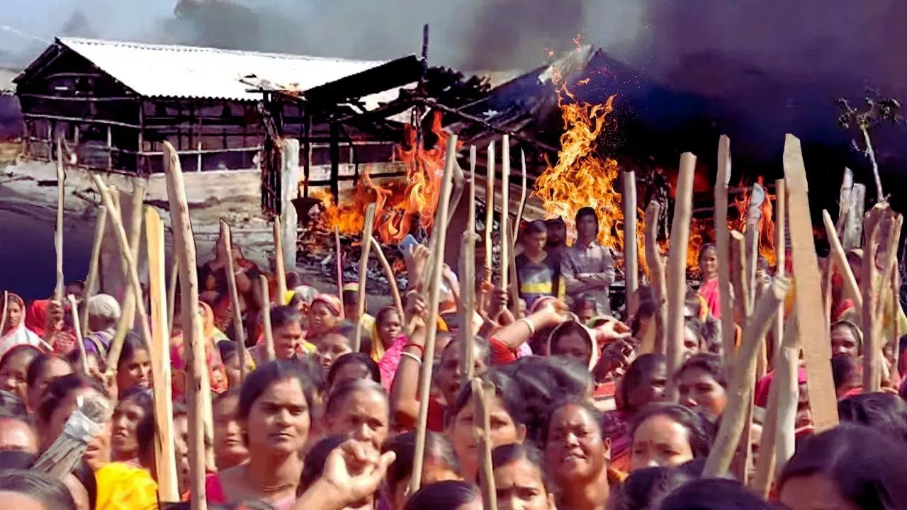 Fiery sandeshkhali. Section 144 issued