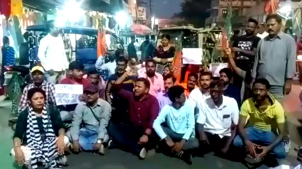 protest in Bhatpara in protest of Sandeshkhali incident
