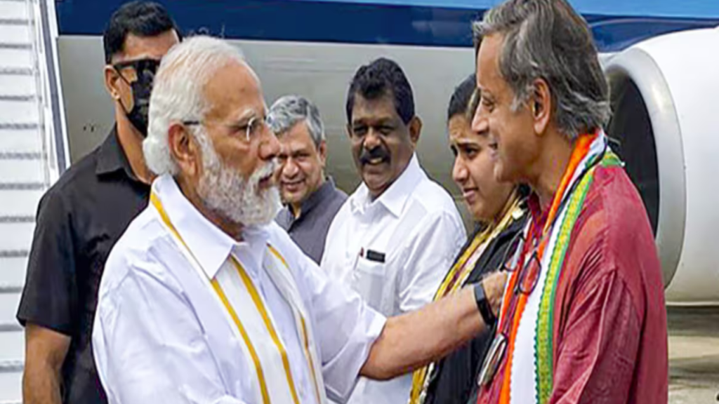 modi with sashi tharur photo