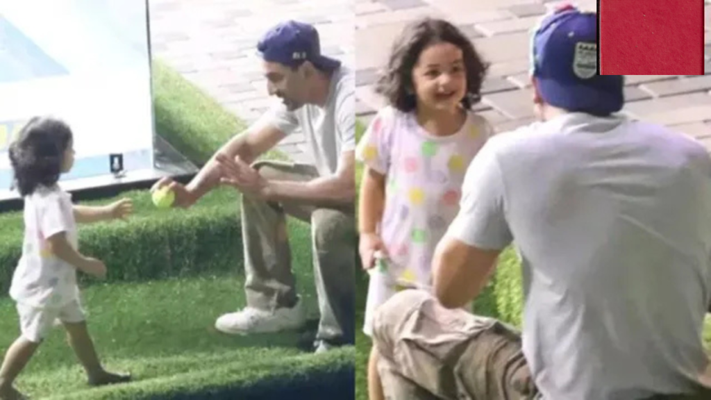 বাবার সঙ্গে খেলতে দেখা গেল ছোট্ট রাহাকে