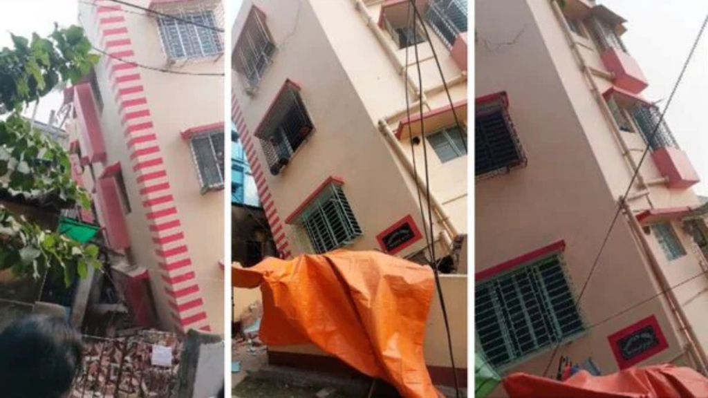 কলকাতার বুকে ঝুঁকে পড়া ভবন