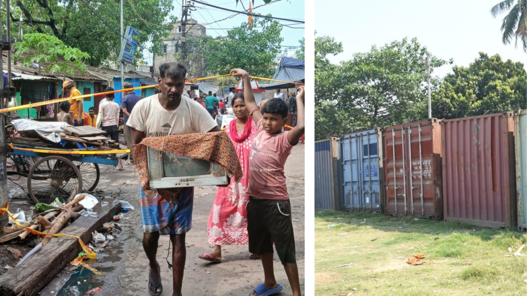 চলহার কনটেনারে মাথা গোঁজার একটু ঠাঁই পেয়েছেন কয়েকটি অসহায় পরিবার