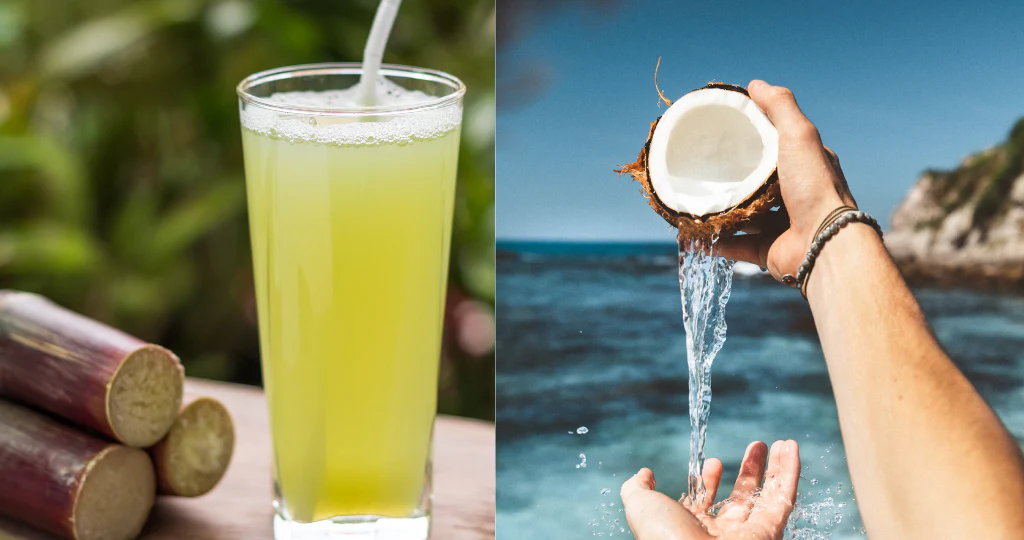 Sugarcane juice vs coconut water in summer