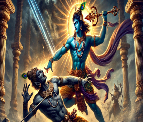 Krishna slaying mura