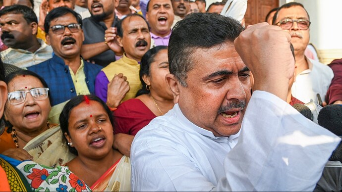 Suvendu Adhikari leads protest