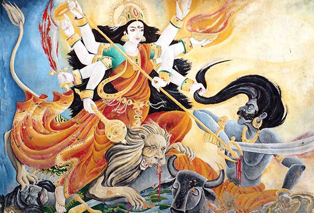 Devi Maa Durga battles Mahishasura